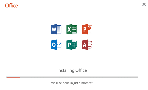 Office prepares everything and then installs the apps.