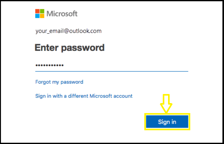 Enter your password associated with your Microsoft account.