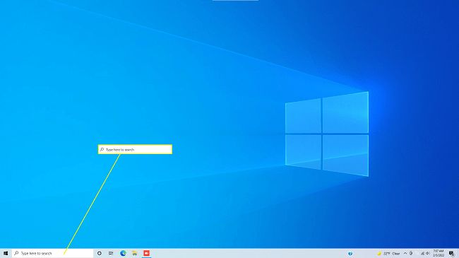 The search box in Windows 10