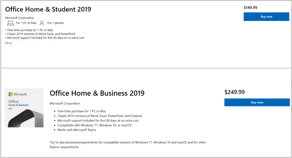 Microsoft 365 vs. Office 2019 3
