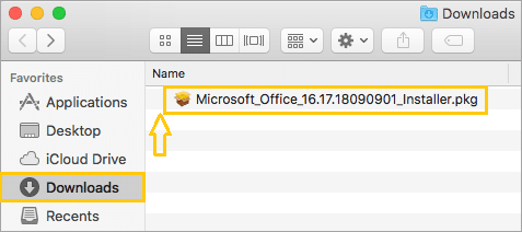 Open Downloads folder and double-click the file named Microsoft Office-Installer.pkg.