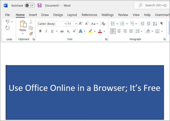 Microsoft Word on the web