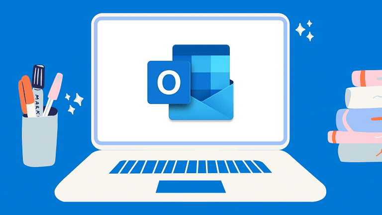 Microsoft Outlook icon on a laptop screen