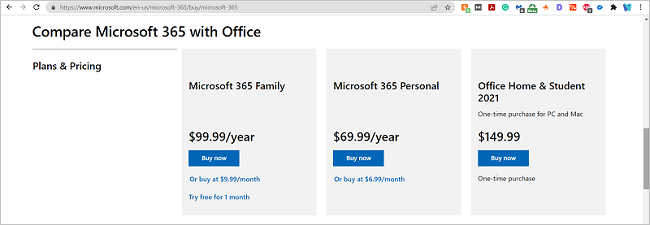 The Microsoft Store where Microsoft 365 and Office suite is for purchase