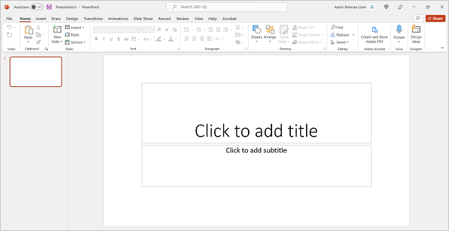 A blank PowerPoint presentation
