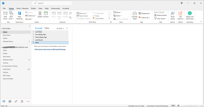 A screenshot of Microsoft Outlook 2021 home screen