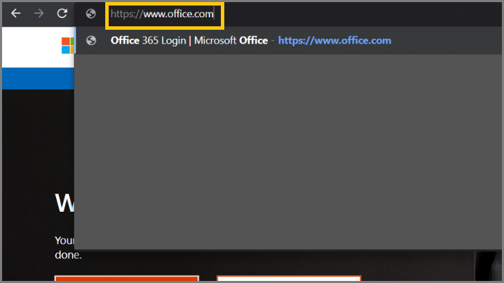 Open your browser and visit www.office.com.