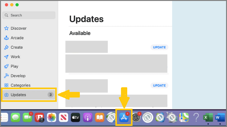 Open the "App Store" on a Mac and select "Updates" in the sidebar.