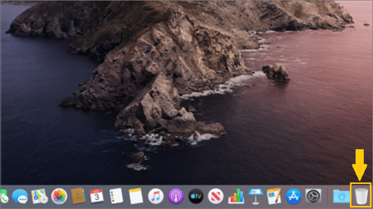 Right-click the Trash icon on the Dock.