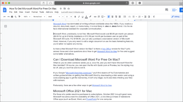 Google Docs free Microsoft Word