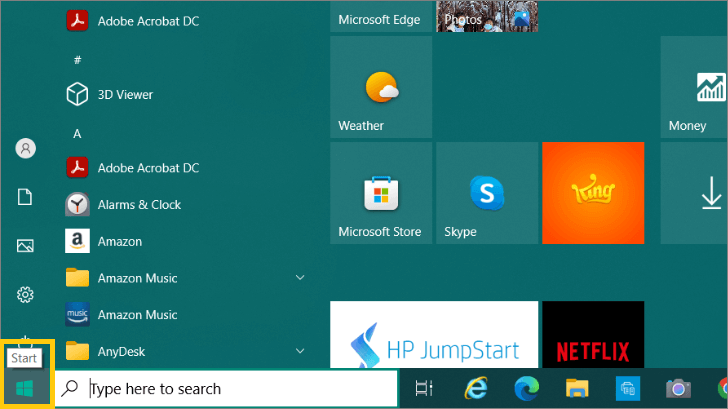 Open your Windows Start menu.