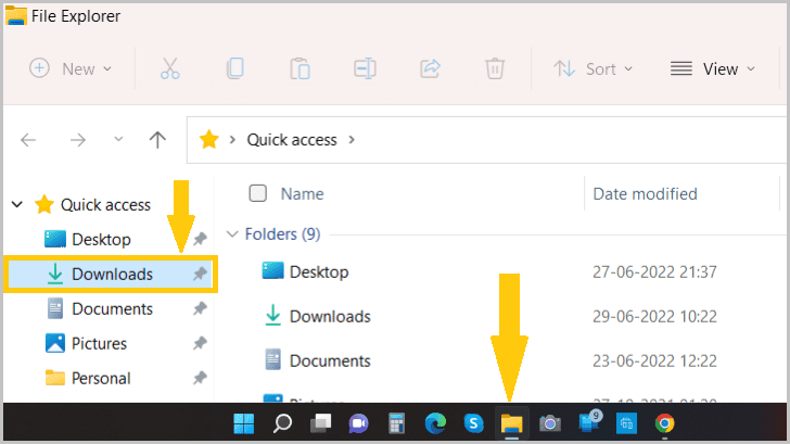 Downloads folder on a PC