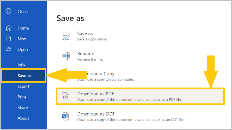 Select Save as > Download as PDF