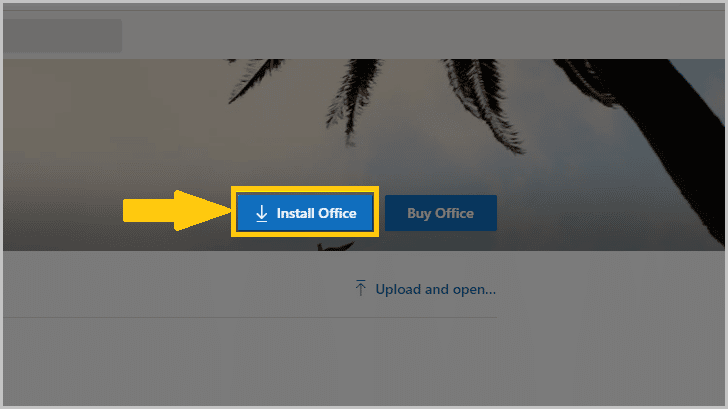 On the Office Product Page, Click Install Office.